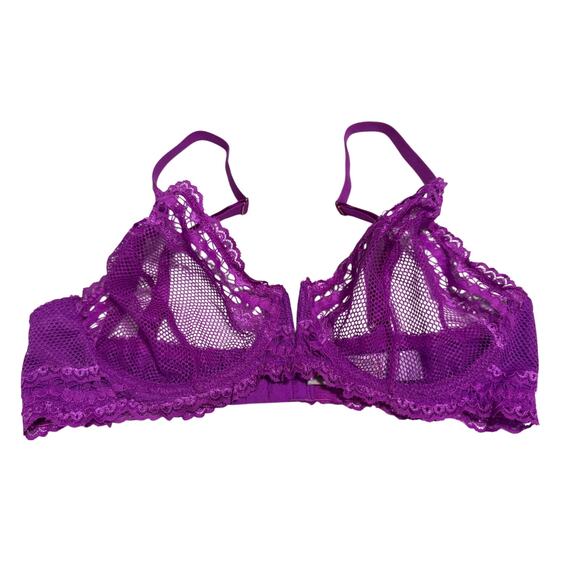 Savage x Fenty Rhianna Purple Fishnet Lace Balconette Bra 34D - Picture 1 of 7